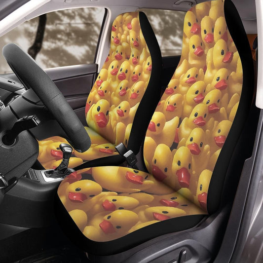 Rubber Duck Seat Covers, Funny Yellow Duck Print Front Seat Protectors for Jeep Wrangler Bronco, Quirky Car Interior, Universal Fit