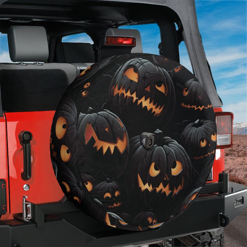 Halloween Shadow Pumpkin Patch Spare Tire Cover With Backup Camera Hole Option