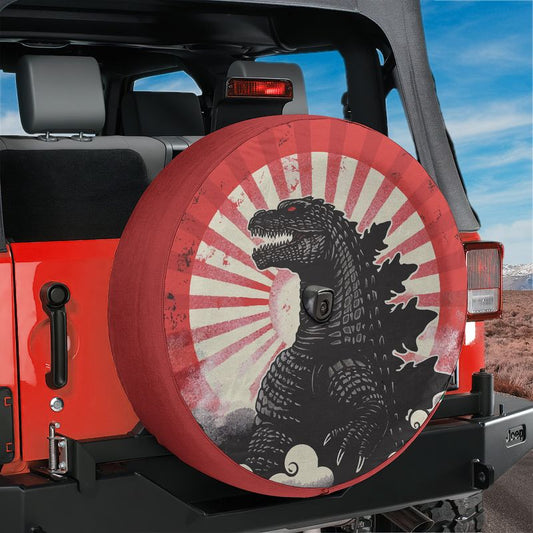 Kaiju Japanese Sunburst Spare Tire Cover With Backup Camera Hole Option