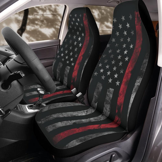 Thin Red Line American Flag Seat Covers Firefighter Tribute Front Seat Protector Patriotic Car Interior Gift for First Responders
