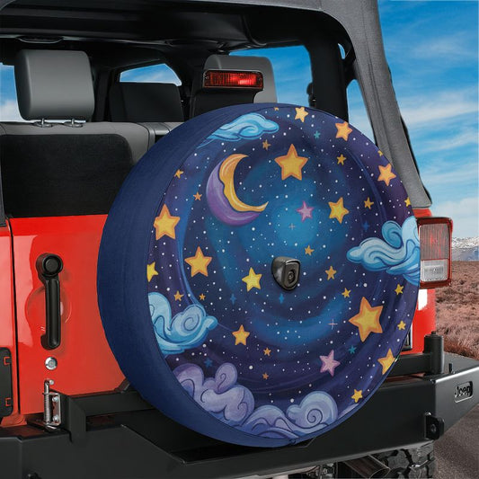 Starry Night Sky Spare Tire Cover With Backup Camera Hole Option