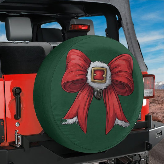 Coquette Santa Belt Bow Spare Tire Cover With Backup Camera Hole Option