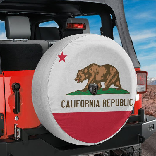 California Republic State Flag Spare Tire Cover With Backup Camera Hole Option