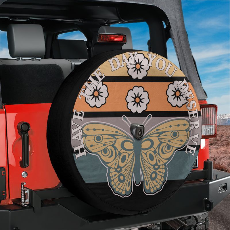 Monarch Have the Day You Deserve Spare Tire Cover With Backup Camera Hole Option