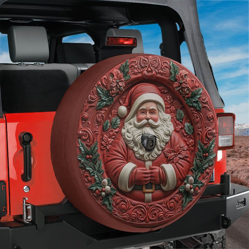 3D Printed Santa Spare Tire Cover With Backup Camera Hole Option