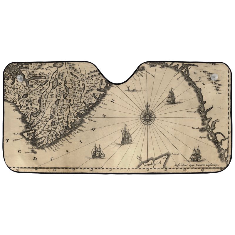 Cartographer Ocean Trail Car Windshield Cover Sun Shade