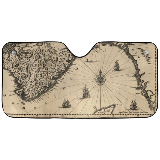 Cartographer Ocean Trail Car Windshield Cover Sun Shade