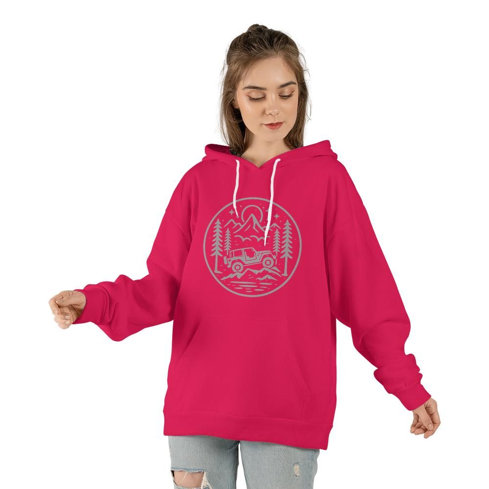 Moonlight Adventure Unisex Hoodie | Off Road Line Art Graphic