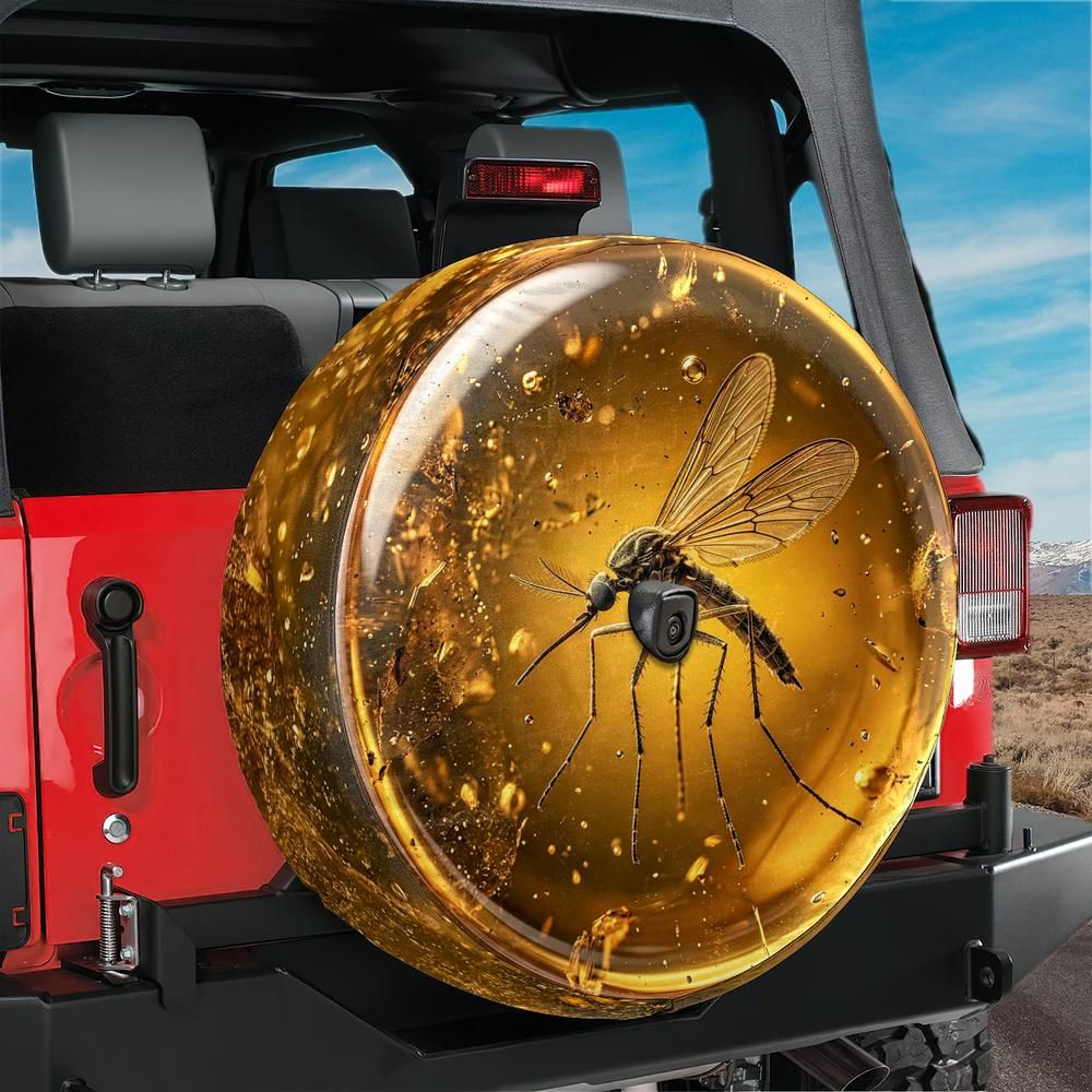 Fossilized Mosquito Amber Spare Tire Cover With Backup Camera Hole