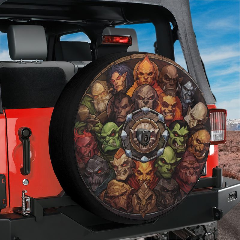 Monster Slayers' Gathering Spare Tire Cover With Backup Camera Hole