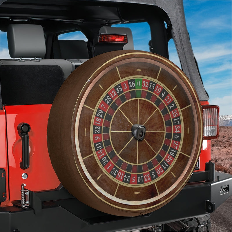 Roulette Wheel Spare Tire Cover With Backup Camera Hole