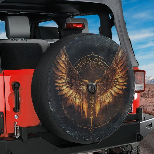 Norse Valkyrie Wings Spare Tire Cover With Backup Camera Hole Option