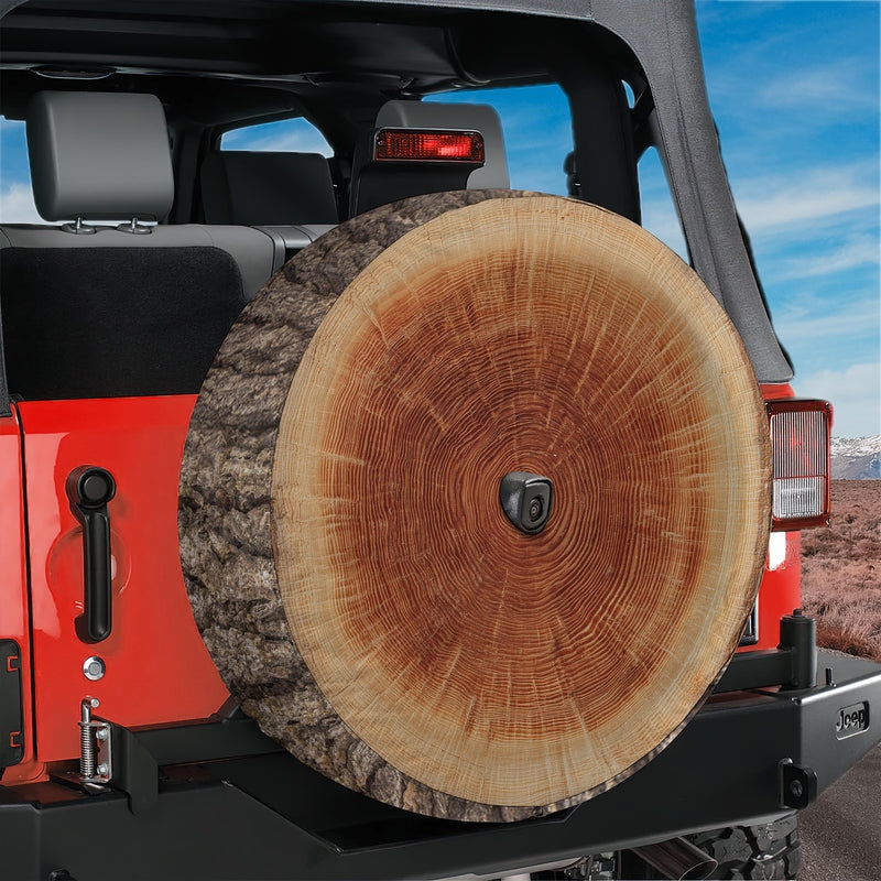 Tree Log Spare Tire Cover With Backup Camera Hole Option