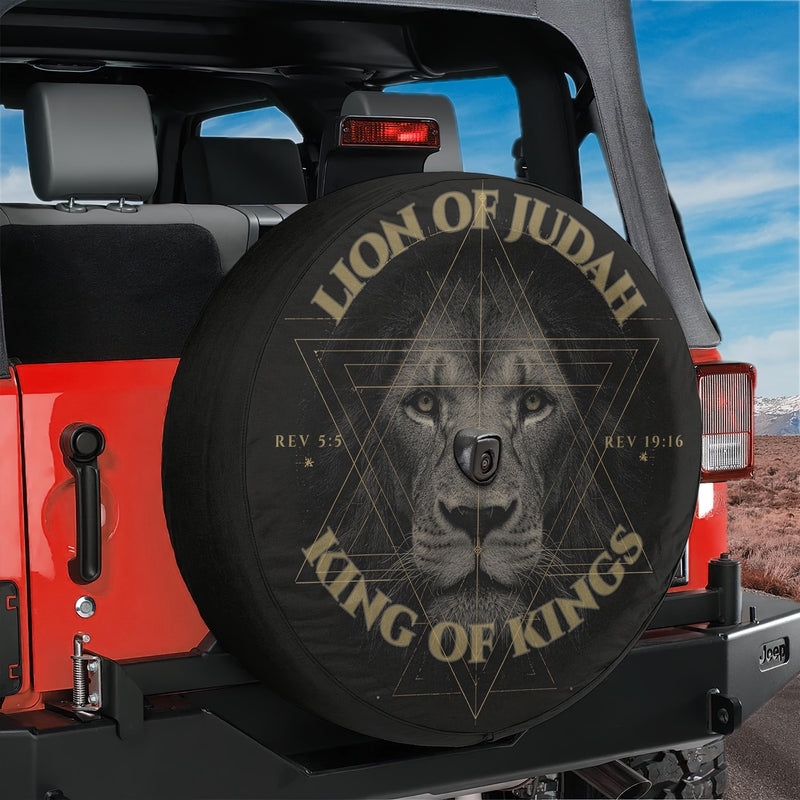 Lion of Judah King of Kings Spare Tire Cover With Backup Camera Hole Option