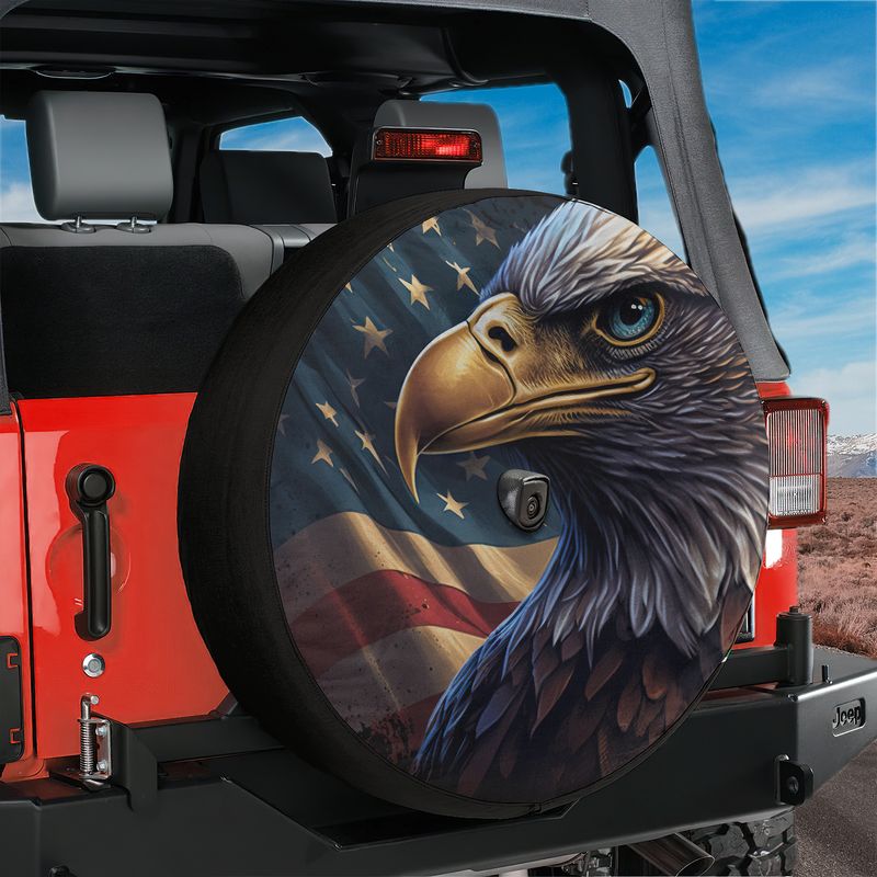 American Pride on Wheels Spare Tire Cover With Backup Camera Hole Option