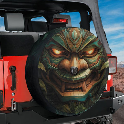 Tiki Totem of Fury Spare Tire Cover With Backup Camera Hole Option