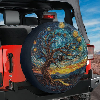 Abstract Sunset Skyline Spare Tire Cover With Backup Camera Hole Option