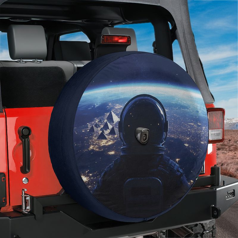 Space Station View Spare Tire Cover With Backup Camera Hole