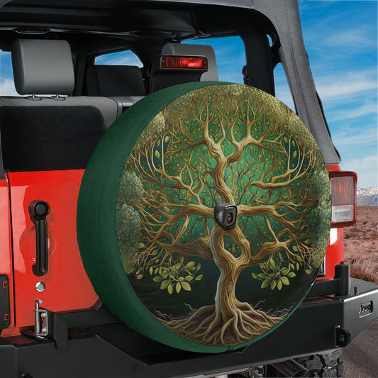 Yggdrasi Tree of Life Spare Tire Cover With Backup Camera Hole Option