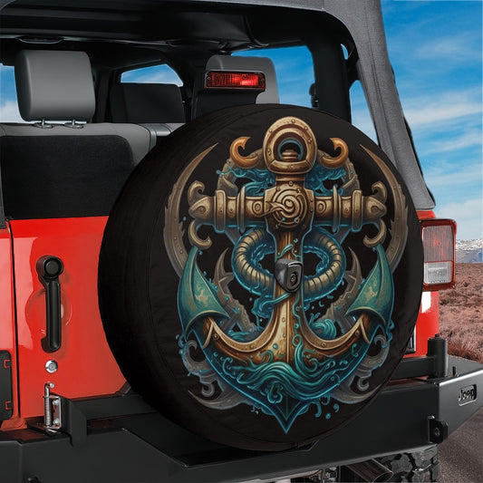 Nautical Sailor Deep Sea Anchor Spare Tire Cover With Backup Camera Hole
