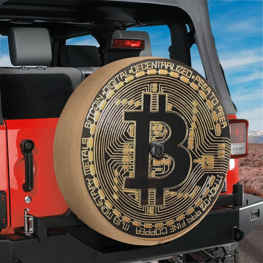 Bitcoin Crypto Token Spare Tire Cover With Backup Camera Hole Option