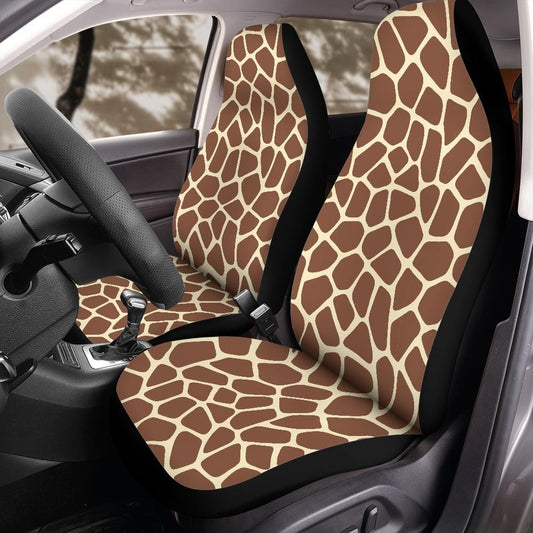 Giraffe Print Seat Covers, Safari Animal Pattern Front Seat Protectors for Jeep Bronco, Nature Car Interior, Universal Fit Offroad Design