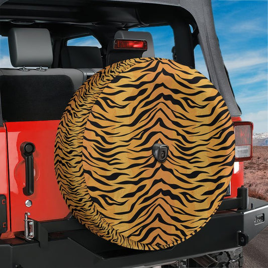 Bengal Tiger Print Spare Tire Cover With Backup Camera Hole Option