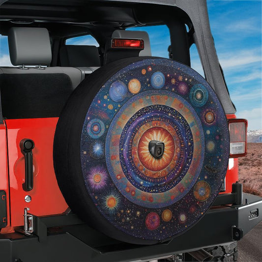 Galaxy Mandala Spare Tire Cover With Backup Camera Hole Option