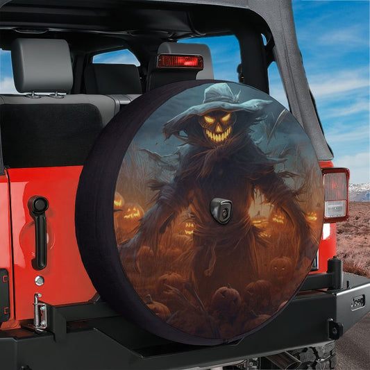 Halloween Spooky Scarecrow Spare Tire Cover With Backup Camera Hole