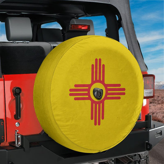 New Mexico State Flag Spare Tire Cover With Backup Camera Hole Option