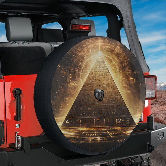 Golden Pyramid of Secrets Spare Tire Cover With Backup Camera Hole