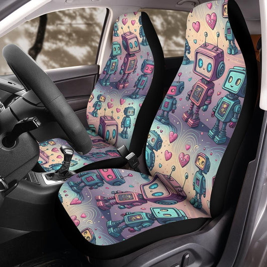 Robot Romance Front Car Seat Cover