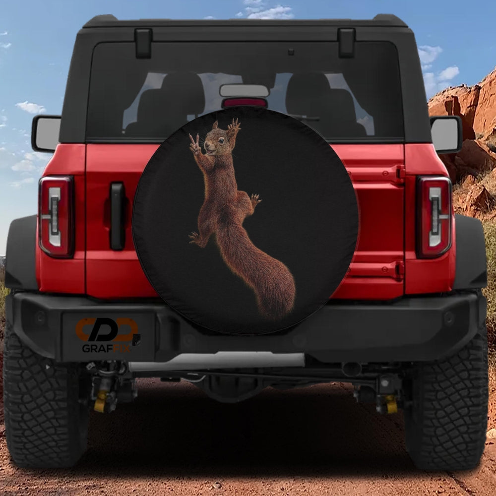 Hanging Peace Squirrel Spare Tire Cover With Backup Camera Hole