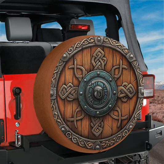 Viking Celtic Shield Spare Tire Cover With Backup Camera Hole