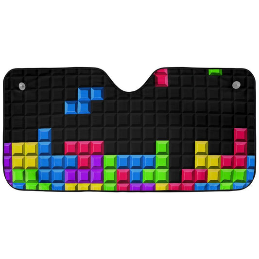 Pixel Block Puzzle Car Windshield Cover Sun Shade