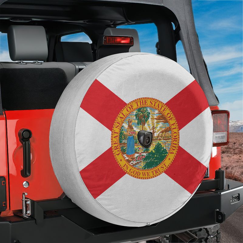 Florida State Flag Spare Tire Cover With Backup Camera Hole Option