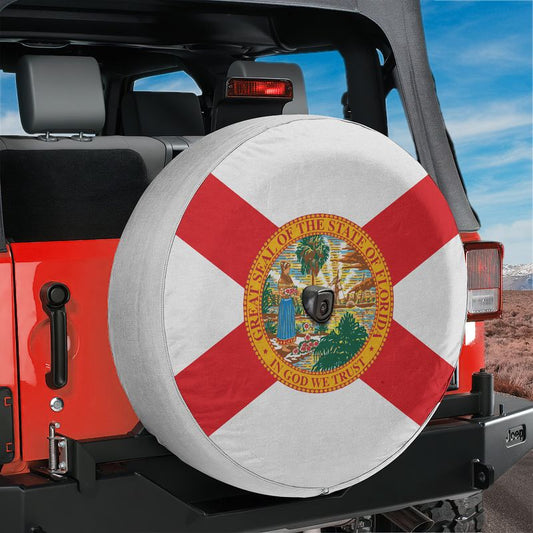 Florida State Flag Spare Tire Cover With Backup Camera Hole Option