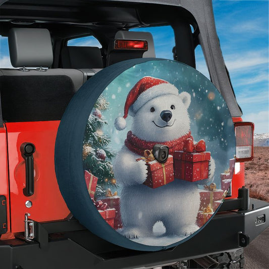Winter Wonderland Bear Spare Tire Cover With Backup Camera Hole Option