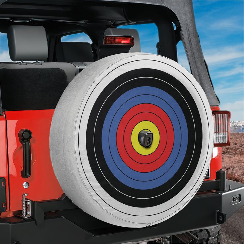 Archery Target Spare Tire Cover With Backup Camera Hole Option