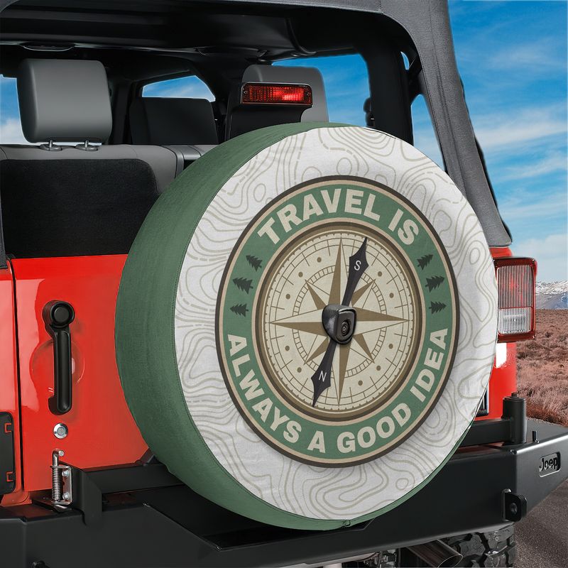 Travel is Always a Good Idea Spare Tire Cover With Backup Camera Hole