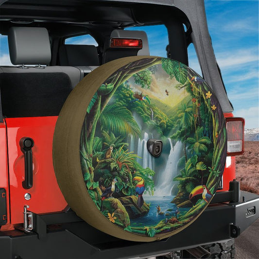 Tropical Paradise Escape Spare Tire Cover With Backup Camera Hole
