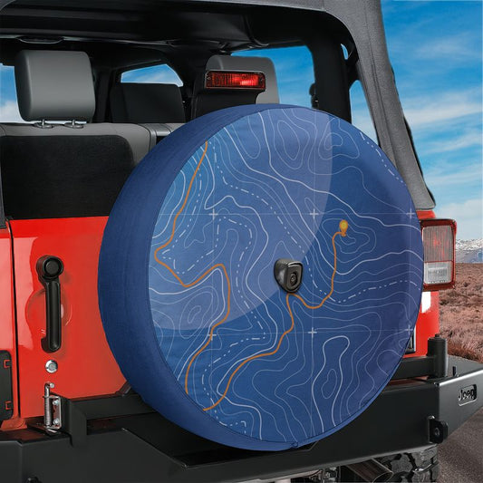 Topographic Trails Spare Tire Cover With Backup Camera Hole Option