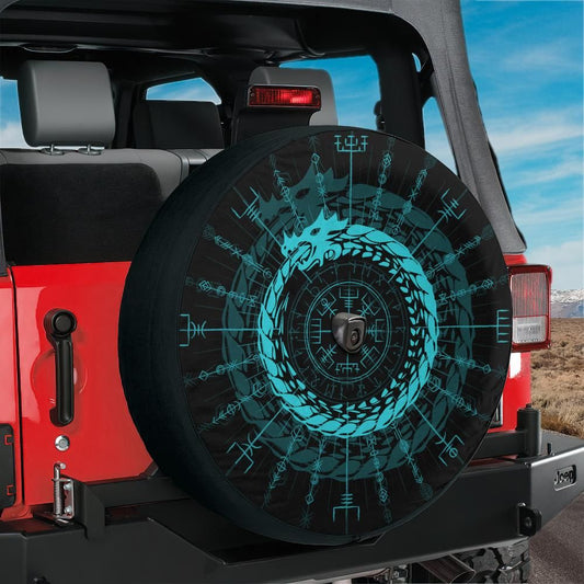 Midgard Serpent Rune Wheel Tire Cover With Backup Camera Hole Option