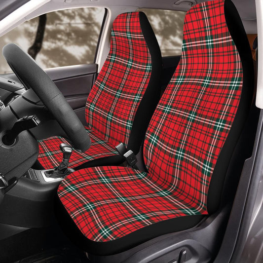 Red Stewart Tartan Car Seat Cover – Royal Plaid Pattern, Universal Front Seat Protector
