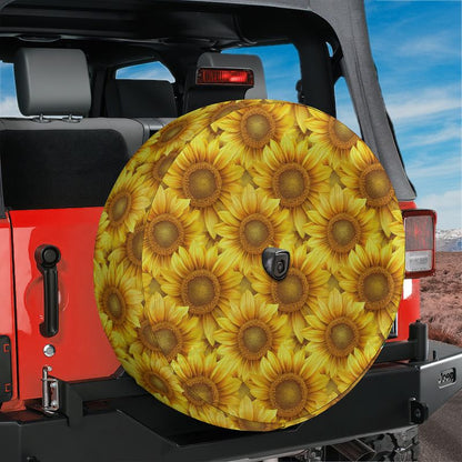 Sunflower Field Spare Tire Cover With Backup Camera Hole Option