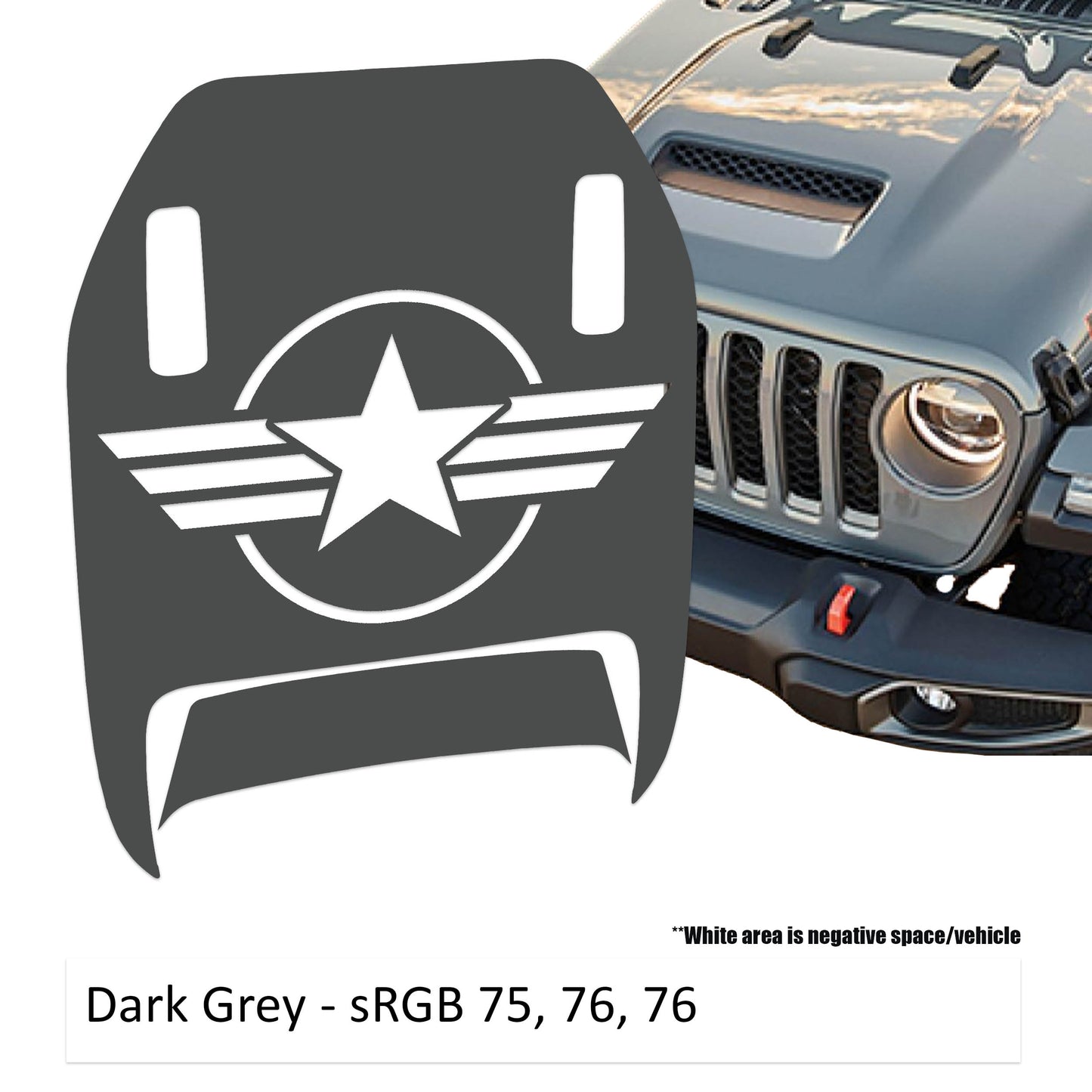 US Military Roundel Clawed Foot Hood Decal - Fits 2018+ Wrangler JL 392 Gladiator JT Mojave