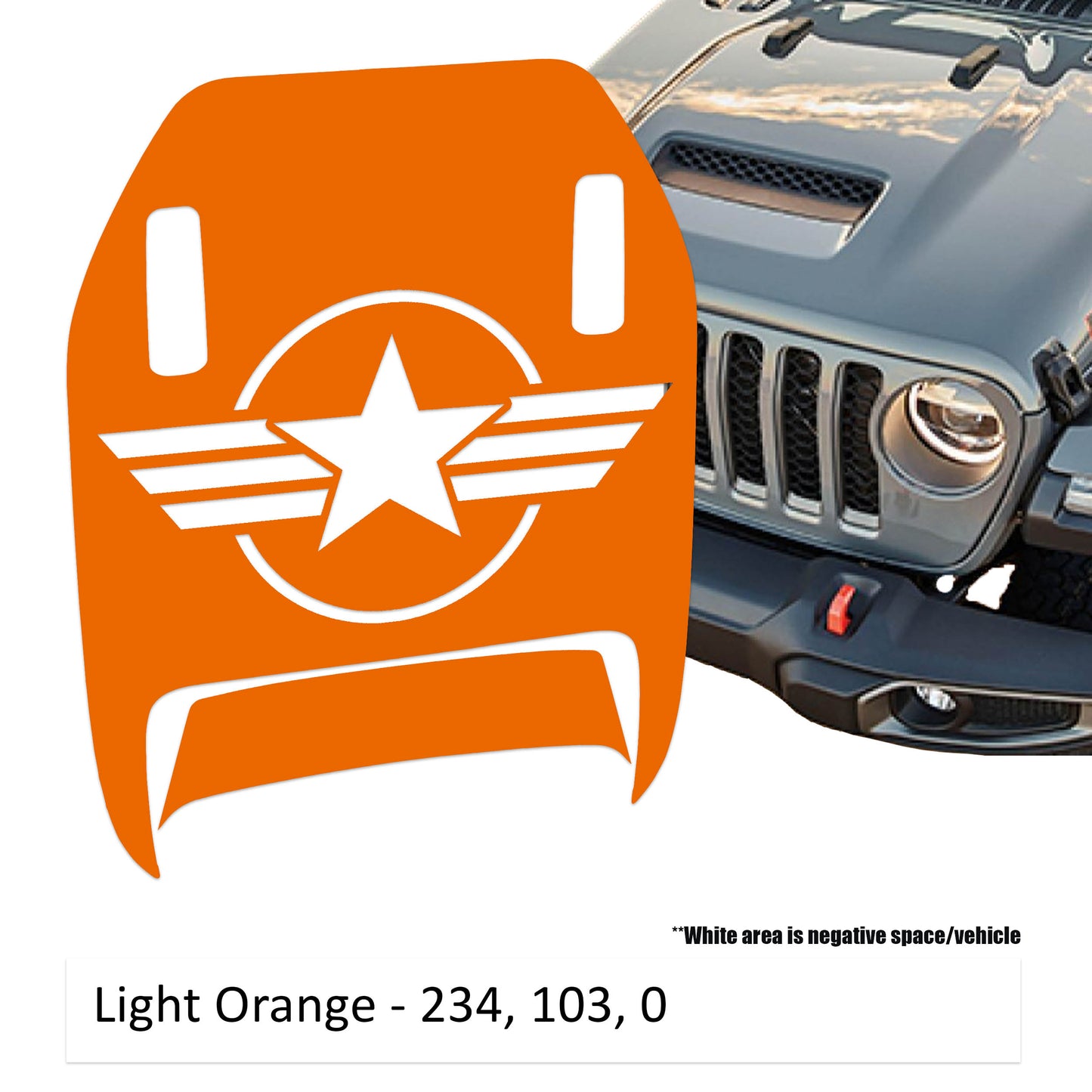 US Military Roundel Clawed Foot Hood Decal - Fits 2018+ Wrangler JL 392 Gladiator JT Mojave