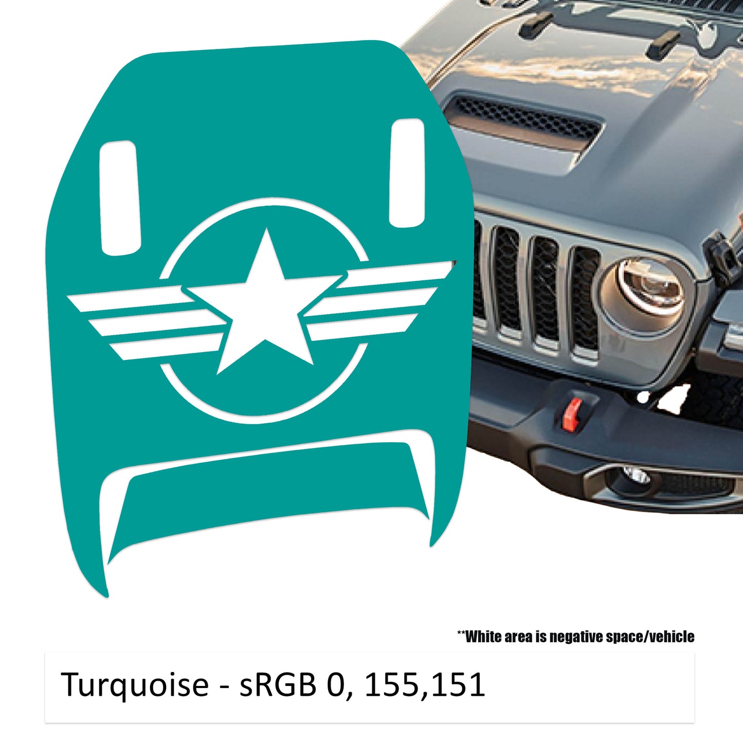 US Military Roundel Clawed Foot Hood Decal - Fits 2018+ Wrangler JL 392 Gladiator JT Mojave