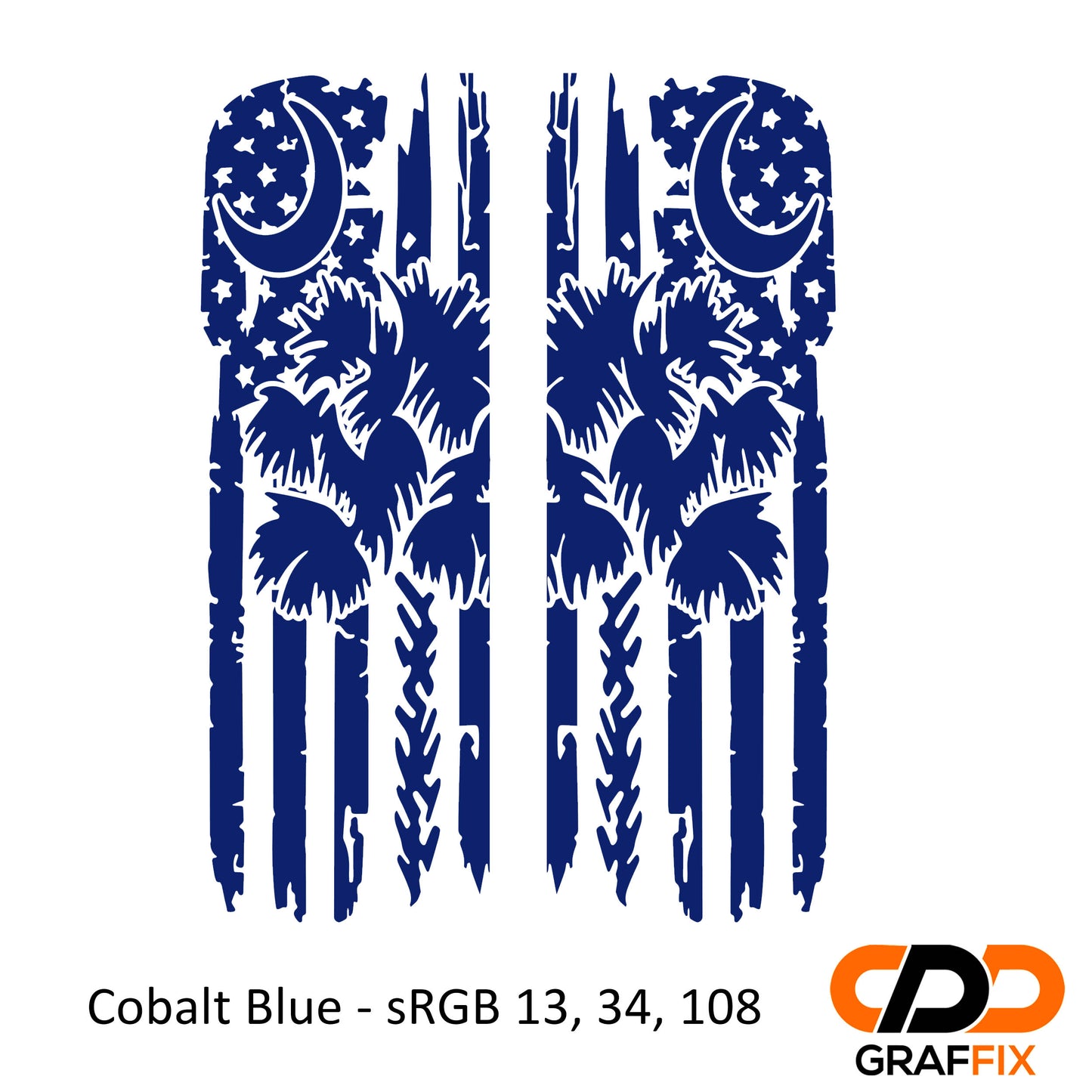 Tattered American Flag with Palmetto Crescent Moon Pattern Side Window Vinyl Decal Set - Fits Jeep Wrangler JL 2018+/Fits Jeep Gladiator JT 2020+