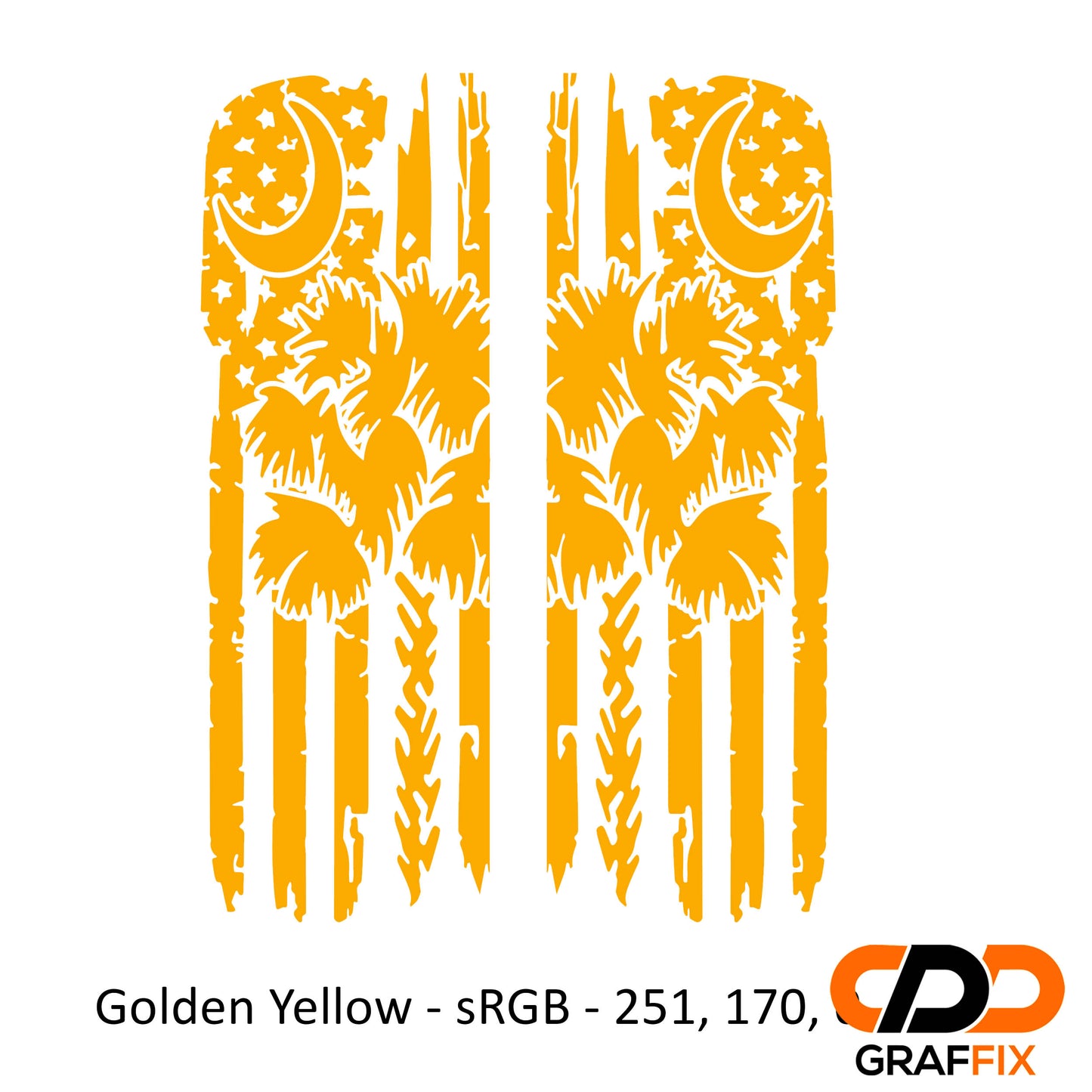 Tattered American Flag with Palmetto Crescent Moon Pattern Side Window Vinyl Decal Set - Fits Jeep Wrangler JL 2018+/Fits Jeep Gladiator JT 2020+